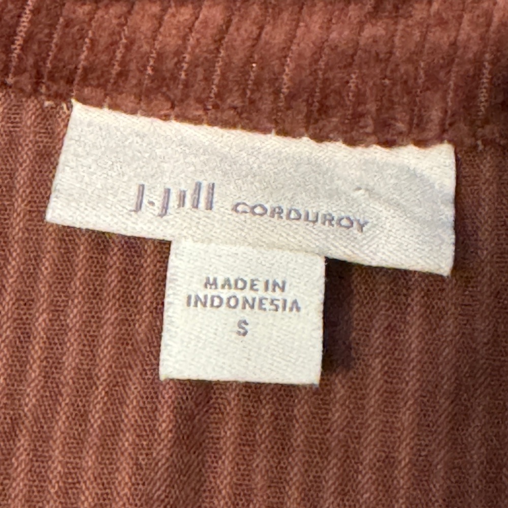 J. JILL Corduroy tunic shirt Dress Brown Long Sleeve Shift Retro pockets S - Picture 4 of 9